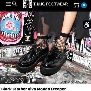 T.U.K Black Leather Viva Mondo Creeper Platform Shoes